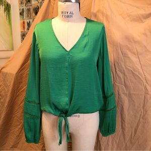 INC International Concepts Medium tie front Kelly green blouse